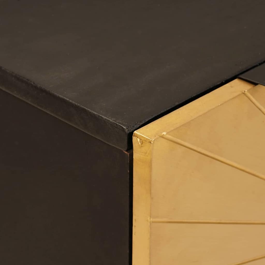 Kreveta 2 pcs Crna i zlatna 60 x 33 x 75 cm Čvrsto drvo manga