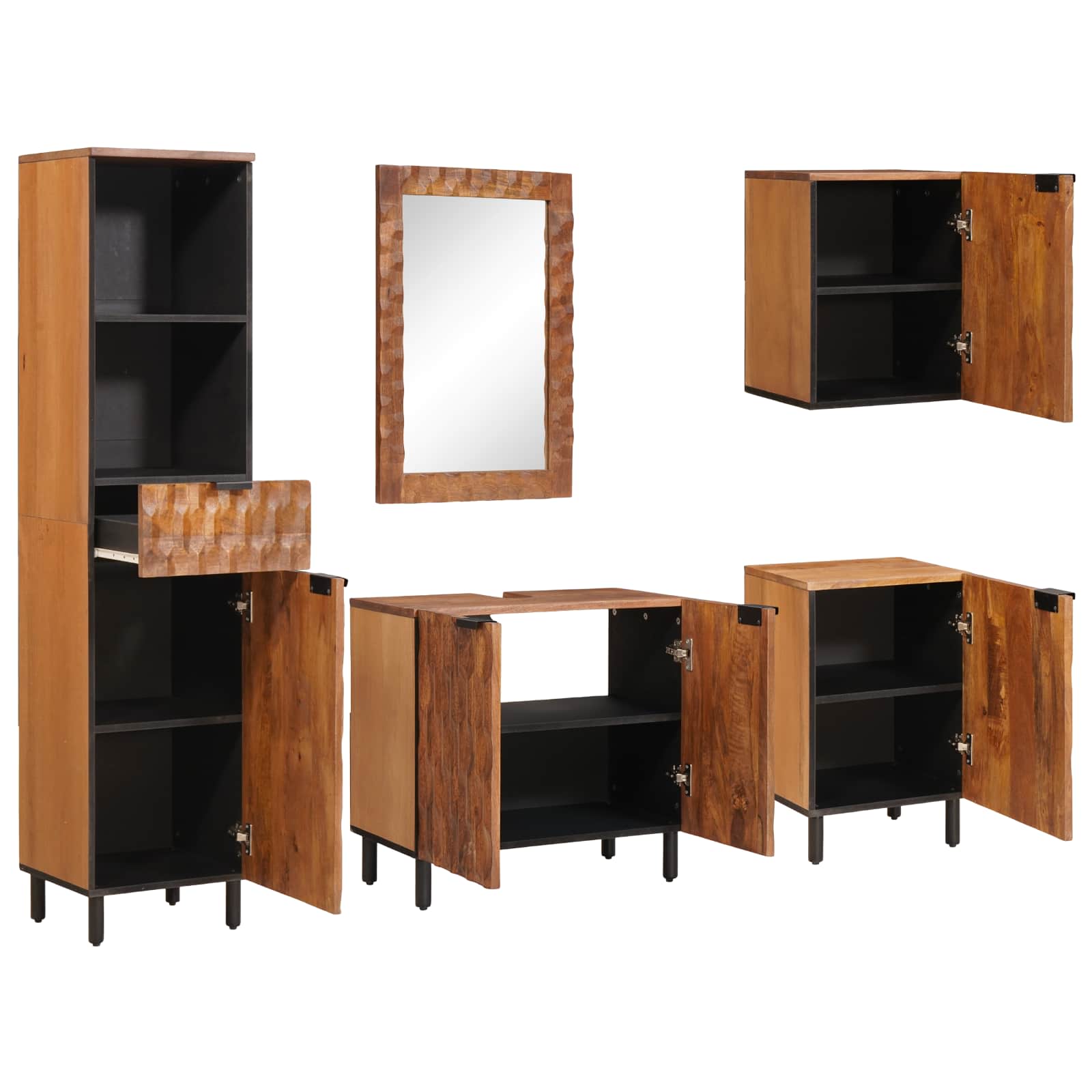 Setovi za kupaonicu 5 pcs Acacia smeđi finiš Čvrsto drvo manga