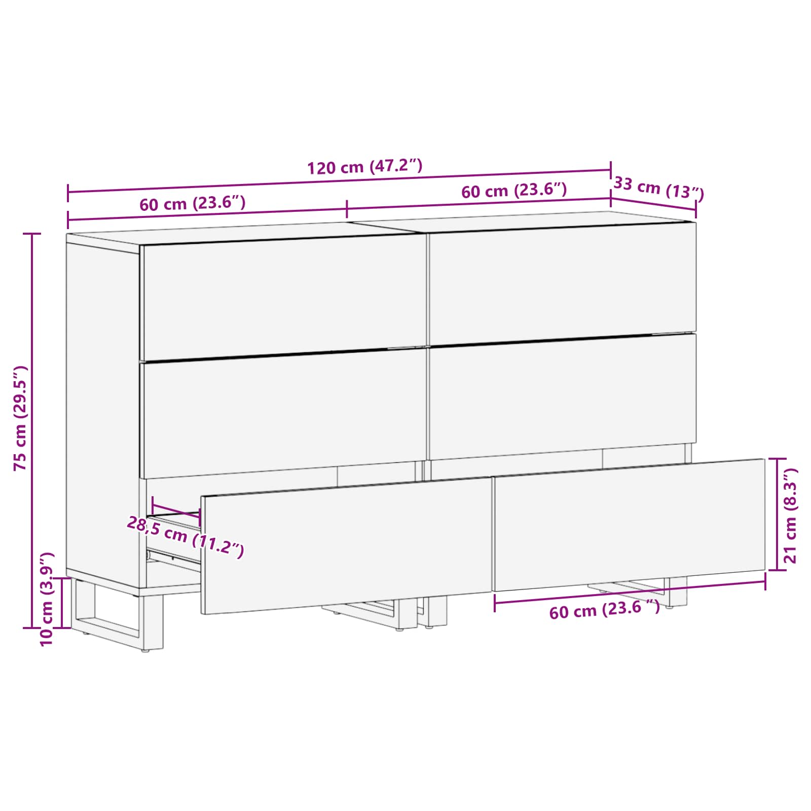 Kreveta 2 pcs Smeđa 60 x 33 x 75 cm Čvrsto drvo manga