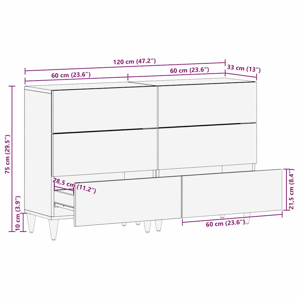 Kreveta 2 pcs Bijelo 120 x 33,5 x 75 cm masivno drvo manga