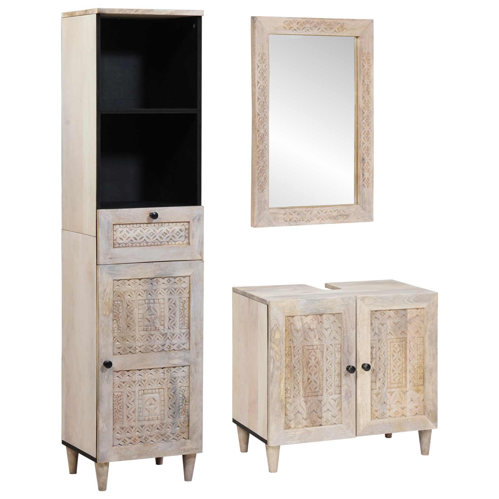 Set namještaja za kupaonicu 3 pcs Bijelo Konstruirano drvo