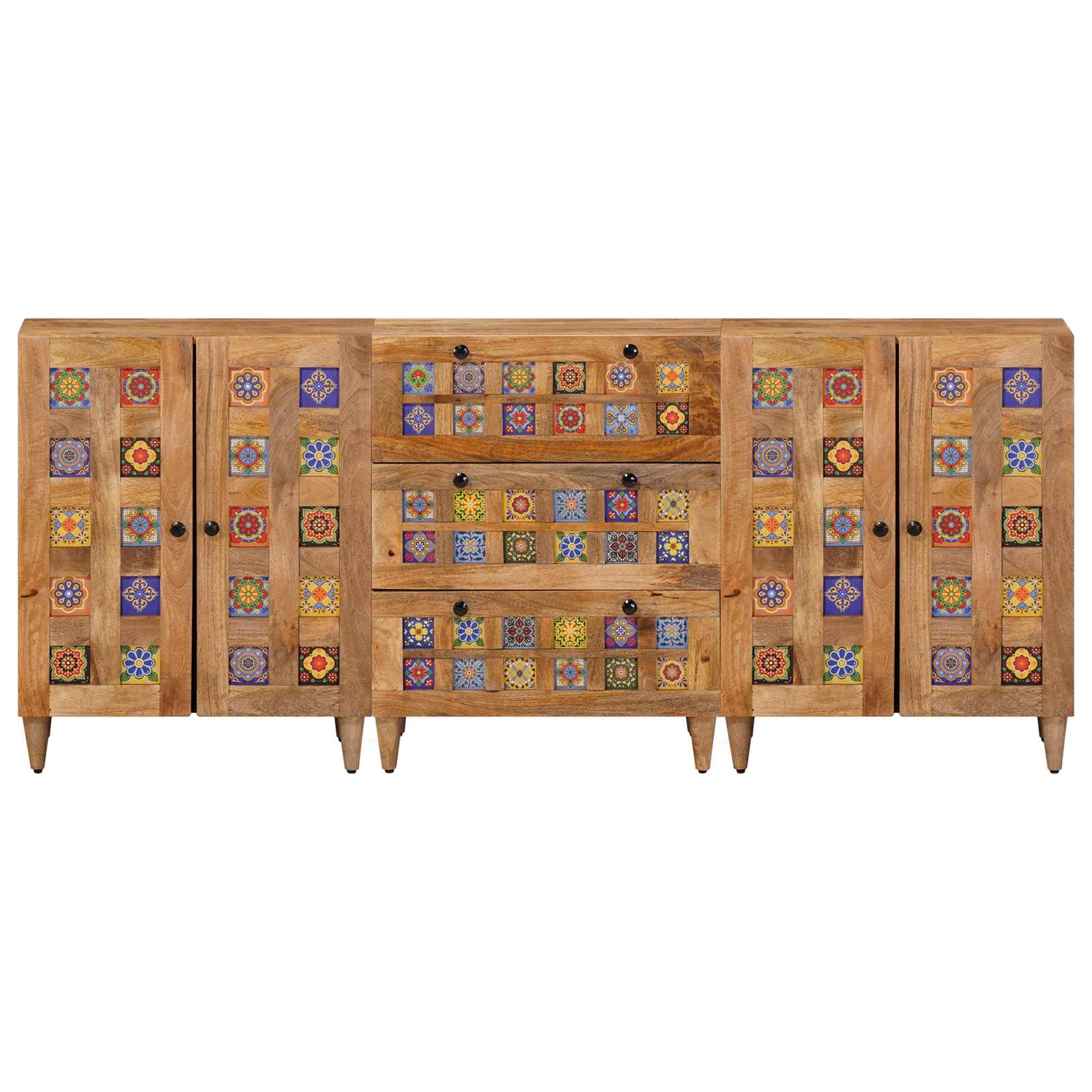 Kreveta 3 pcs Prirodna 60 x 33,5 x 75 cm Čvrsto drvo manga