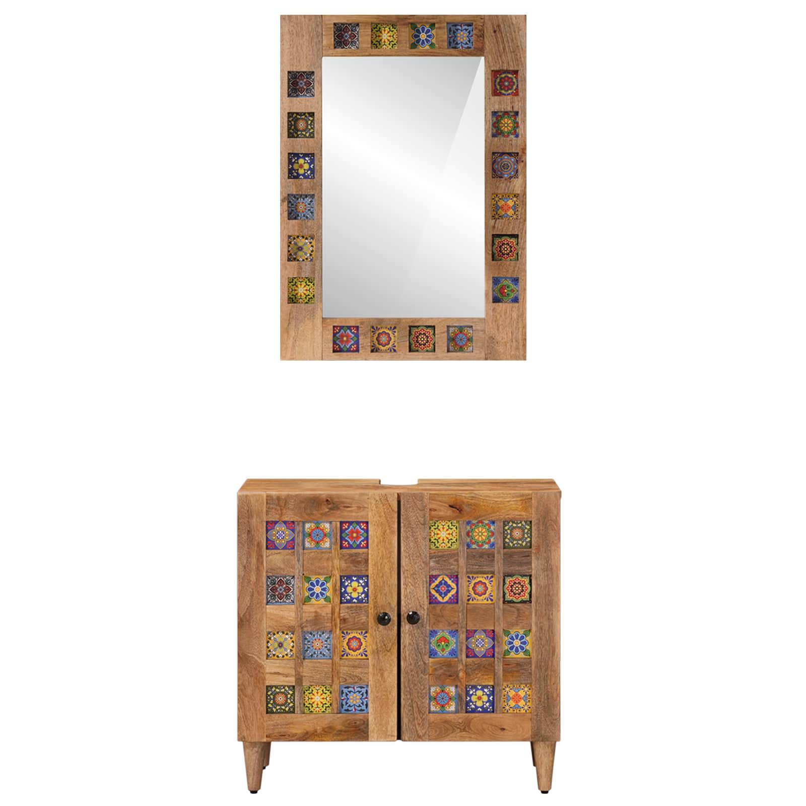 Set namještaja za kupaonicu 2 pcs Prirodna Čvrsto drvo manga