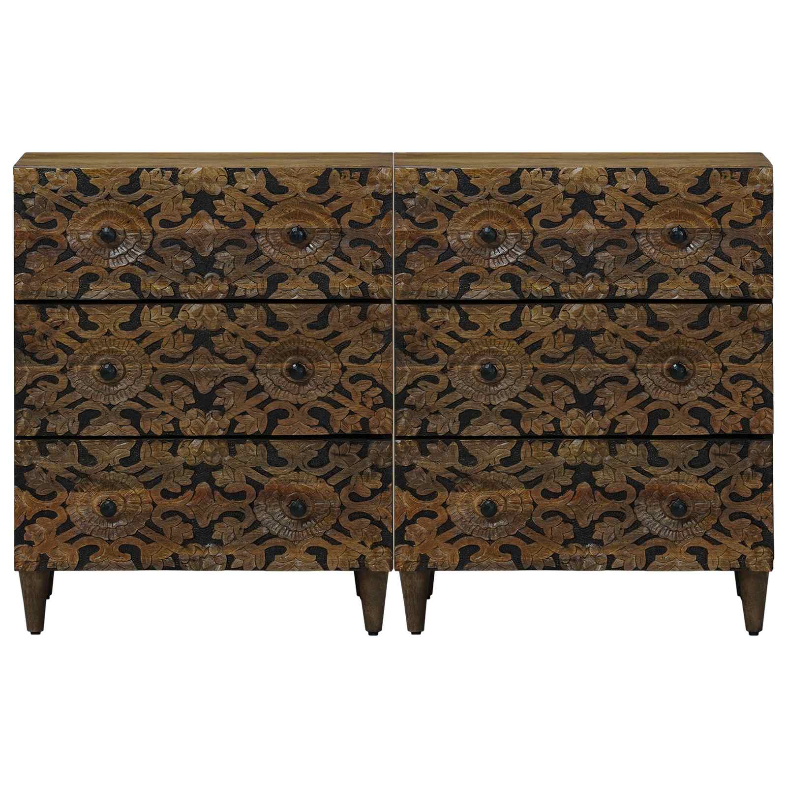 Kreveta 2 pcs Smeđa 60 x 33,5 x 75 cm Čvrsto drvo manga