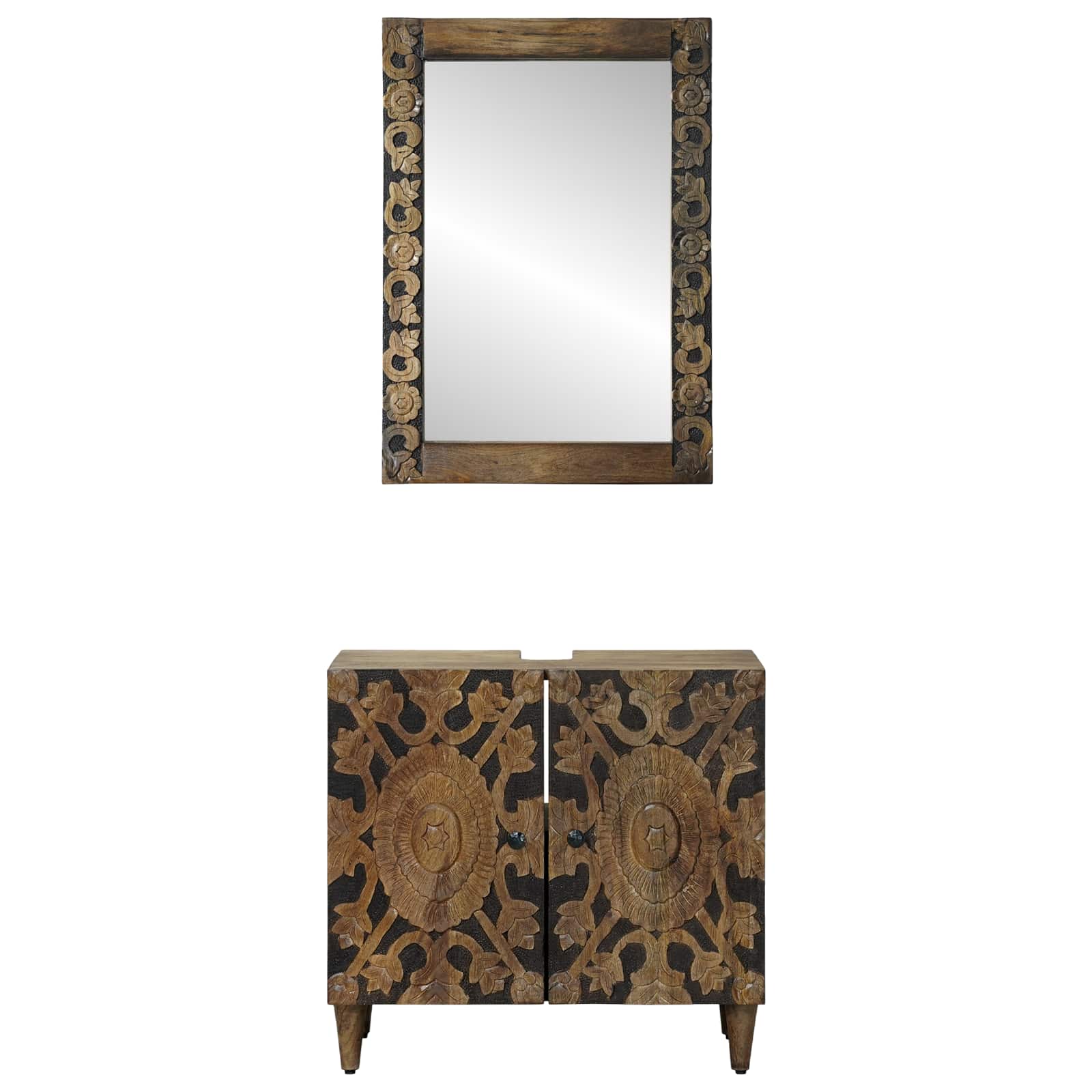 Set namještaja za kupaonicu Zidne 2 pcs Smeđa Čvrsto drvo manga