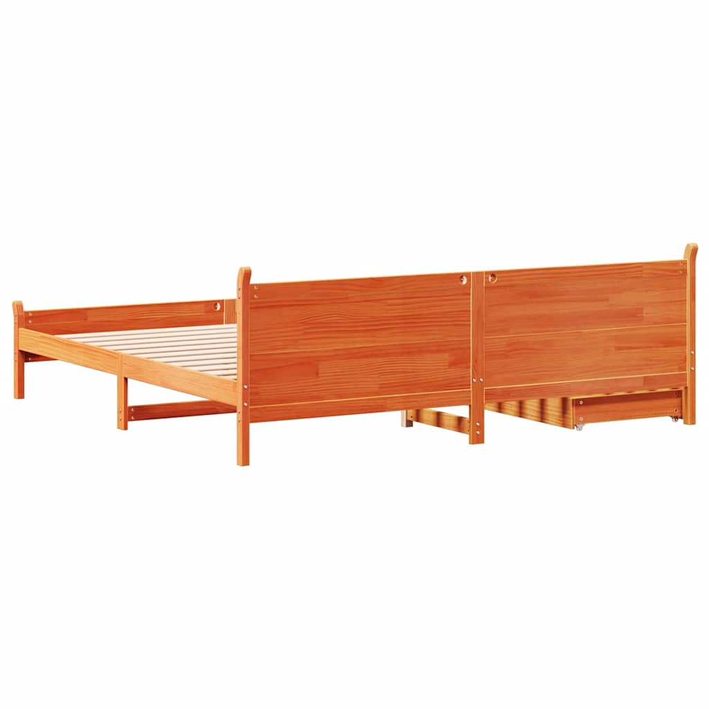 Okvir kreveta bez madraca voštano smeđi 200x200 cm od borovine