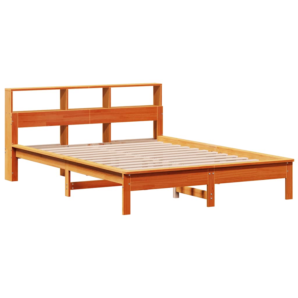 Krevet s regalom za knjige bez madraca 150x200 cm od borovine