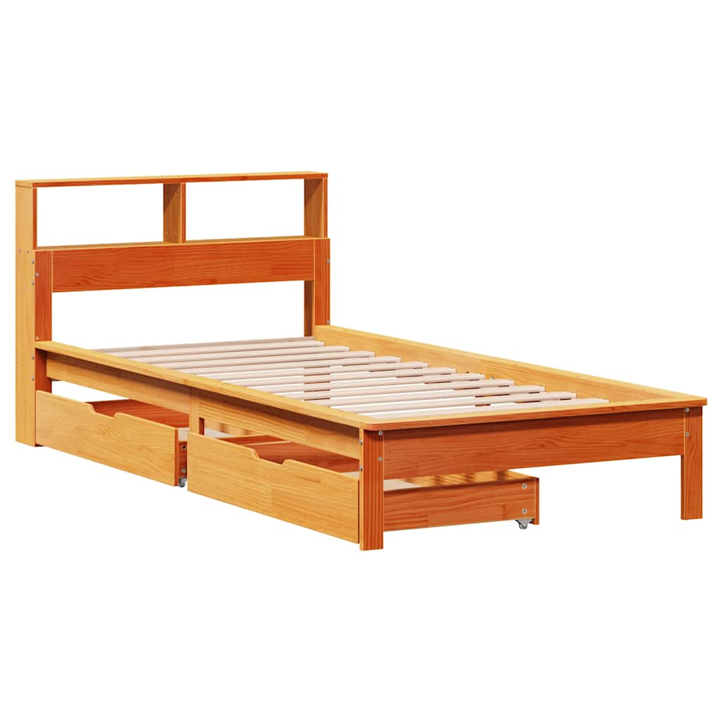 Krevet s regalom za knjige bez madraca 100 x 200 cm od borovine