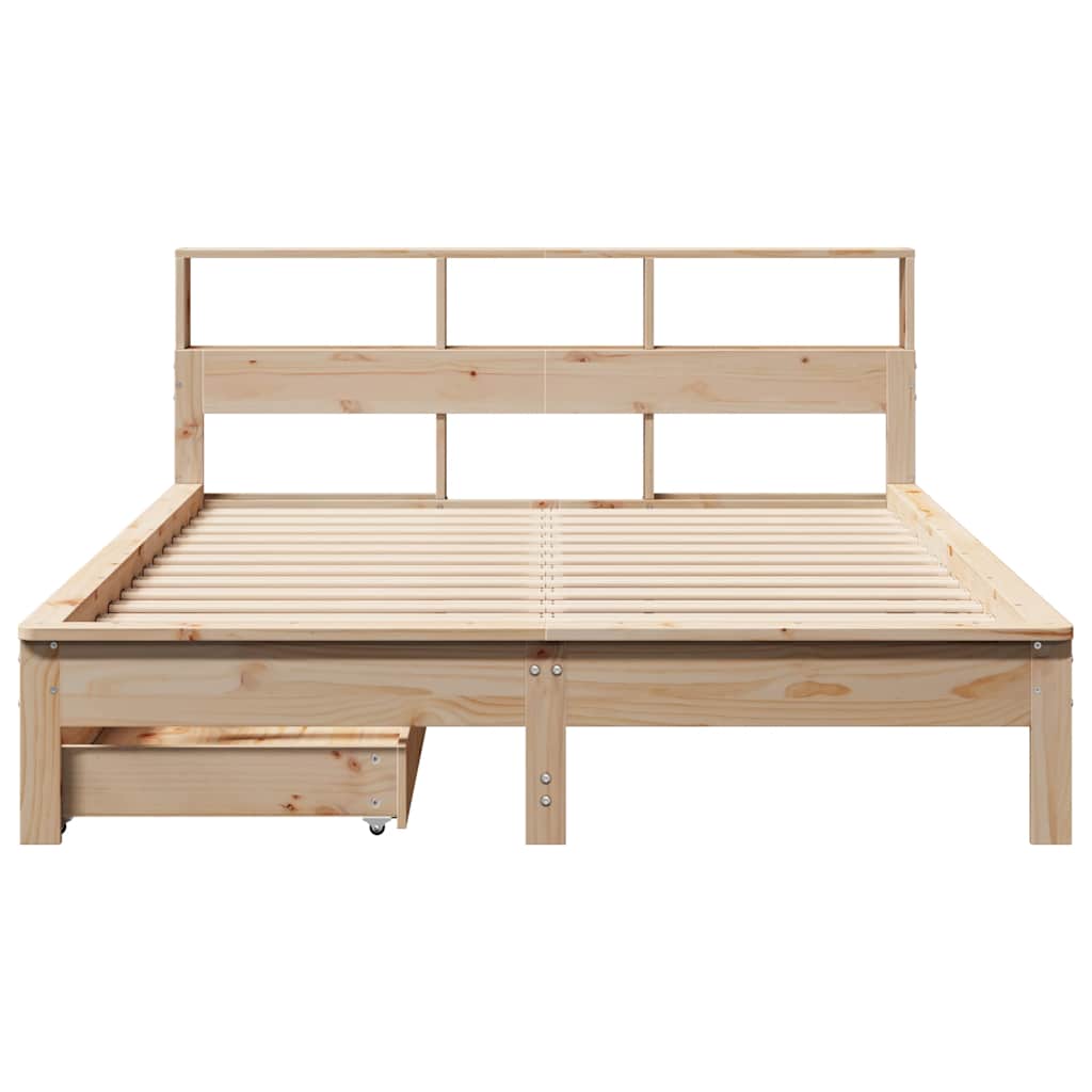 Krevet s regalom za knjige bez madraca 140x190 cm od borovine