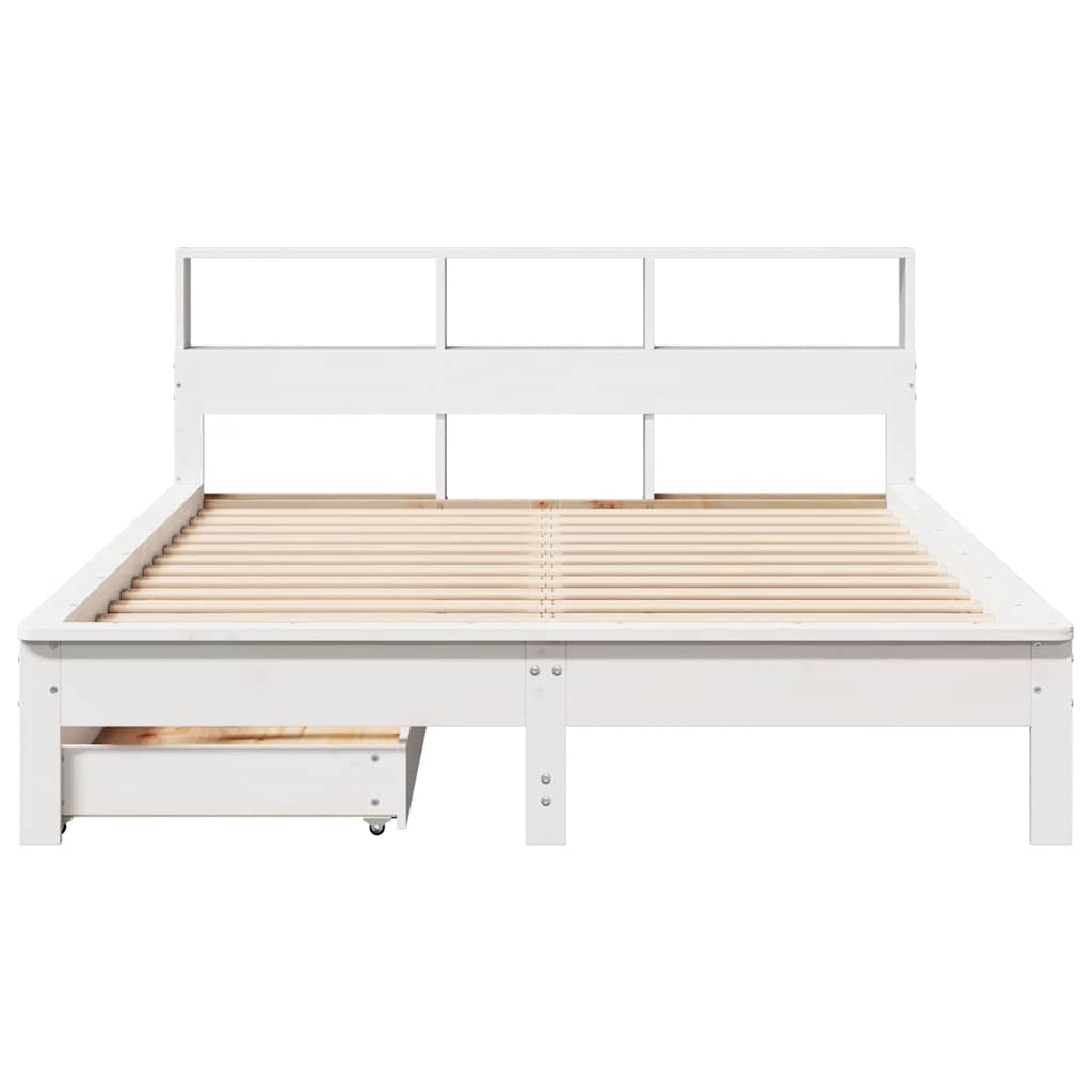 Krevet s regalom z knjige bez madraca bijeli 140x190cm borovina