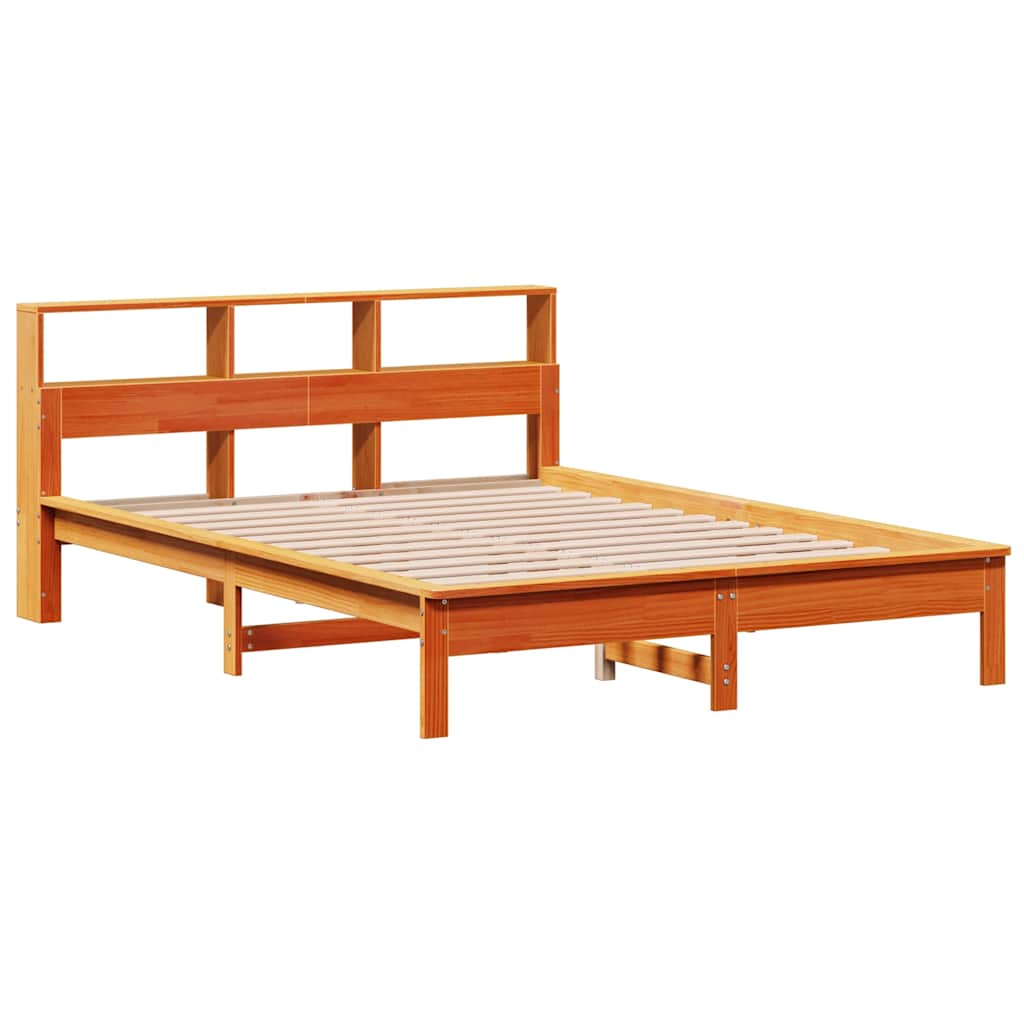 Krevet s regalom za knjige bez madraca 140 x 190 cm od borovine