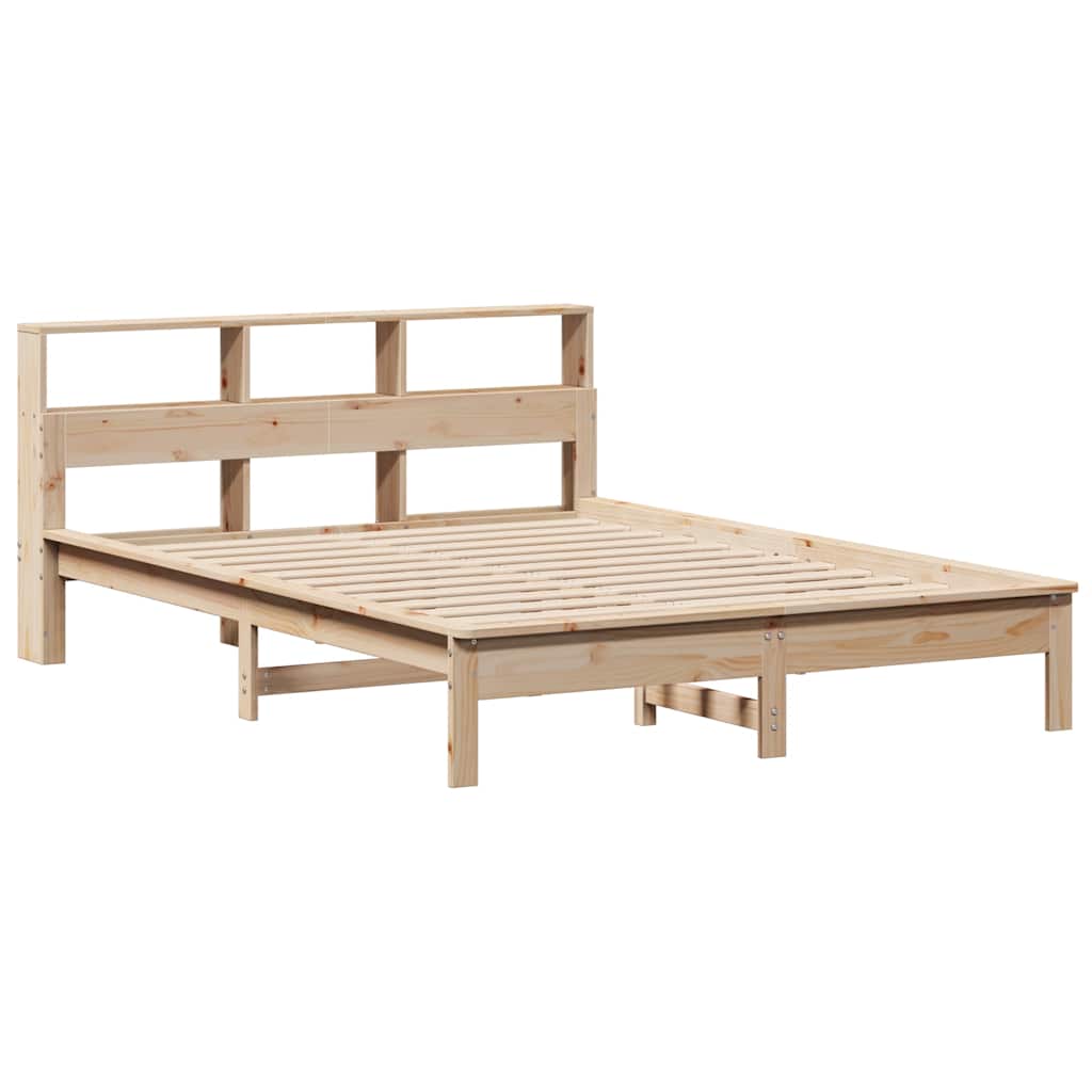 Krevet s regalom za knjige bez madraca 120x190 cm od borovine