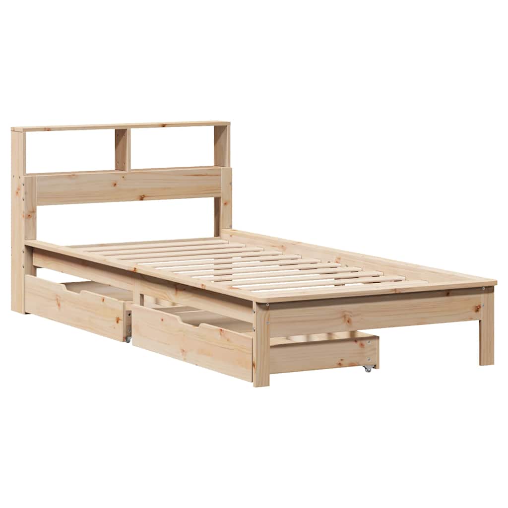 Krevet s regalom za knjige bez madraca 90x190 cm od borovine