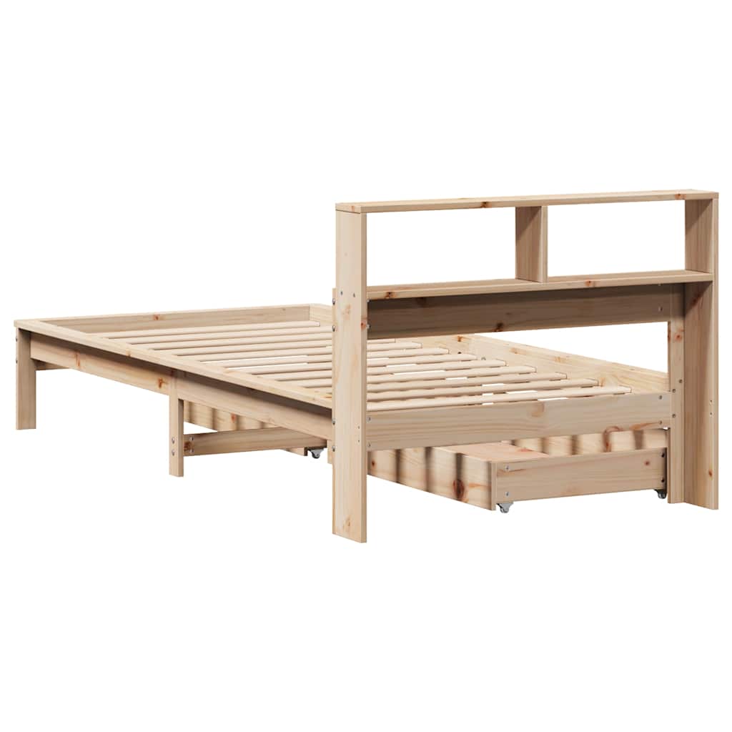 Krevet s regalom za knjige bez madraca 90x190 cm od borovine