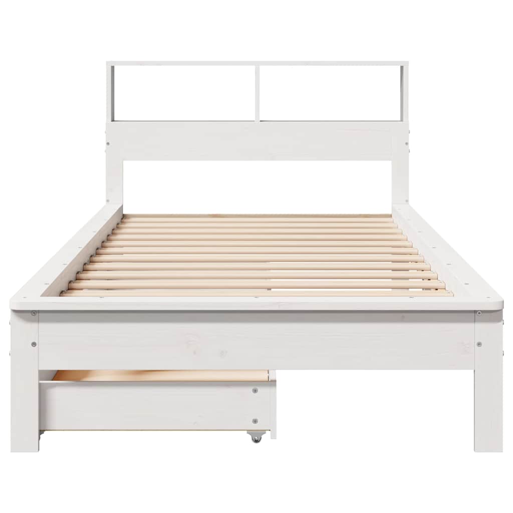 Krevet s regalom za knjige bez madraca bijeli 90x190cm borovina