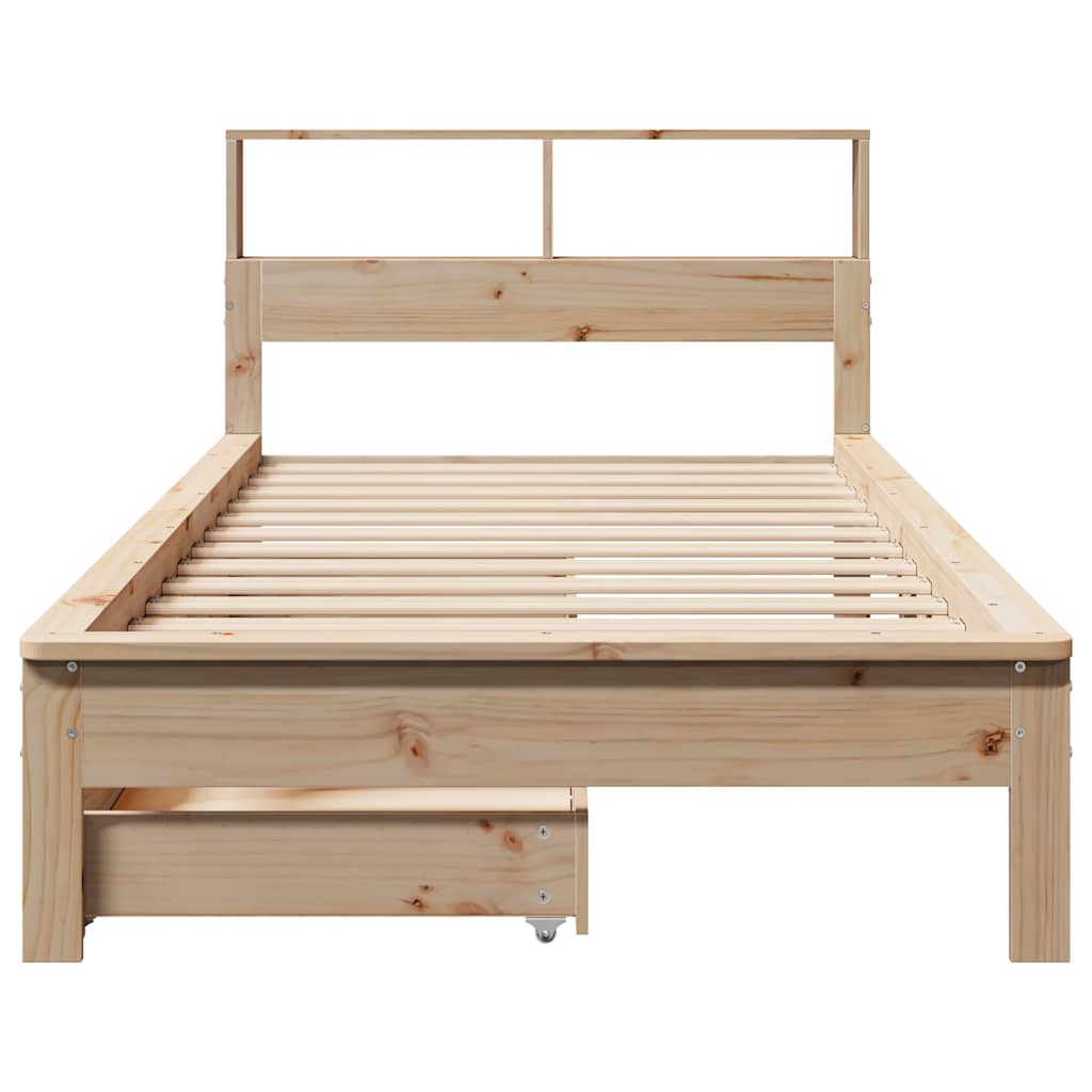 Krevet s regalom za knjige bez madraca 75x190 cm borovina