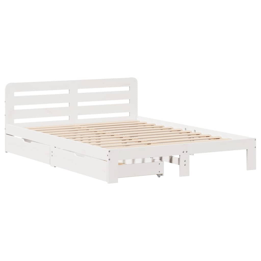 Okvir kreveta bez madraca bijeli 140x200 cm od masivne borovine