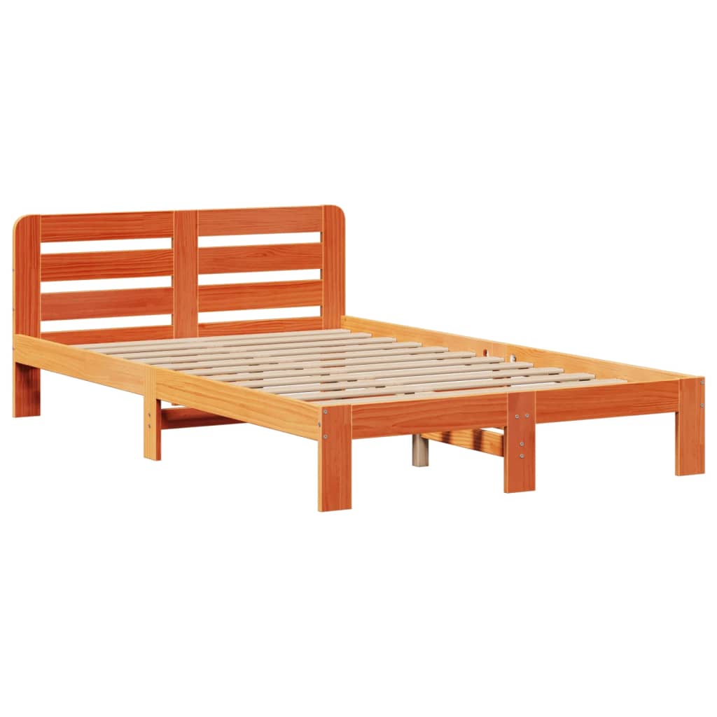 Krevet s regalom za knjige bez madraca 135 x 190 cm od borovine