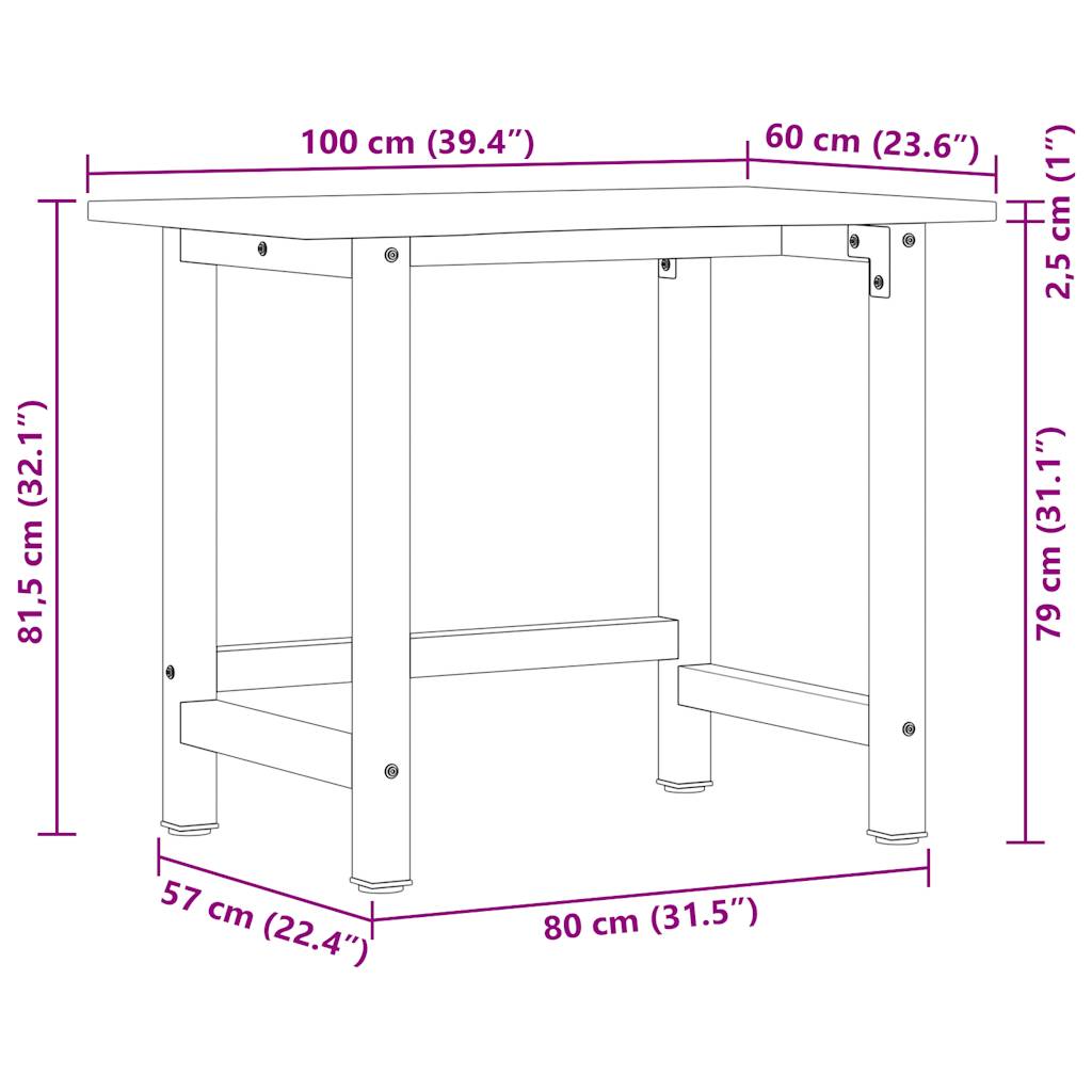 Radni stol 100x60x81,5 cm puno drvo hrast