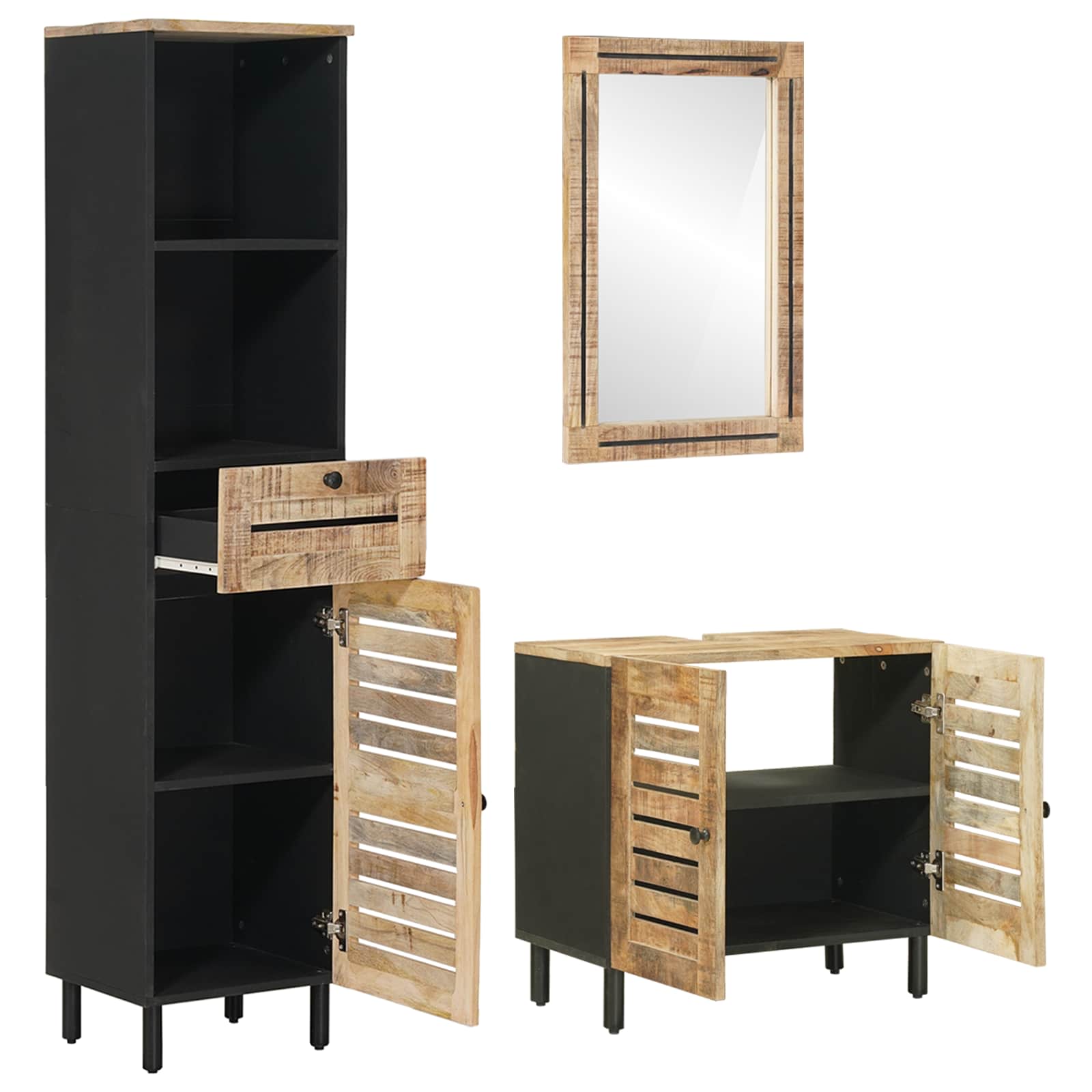 Set ormarića za kupaonicu 3 kom. Prirodna 38 x 33 x 160 cm