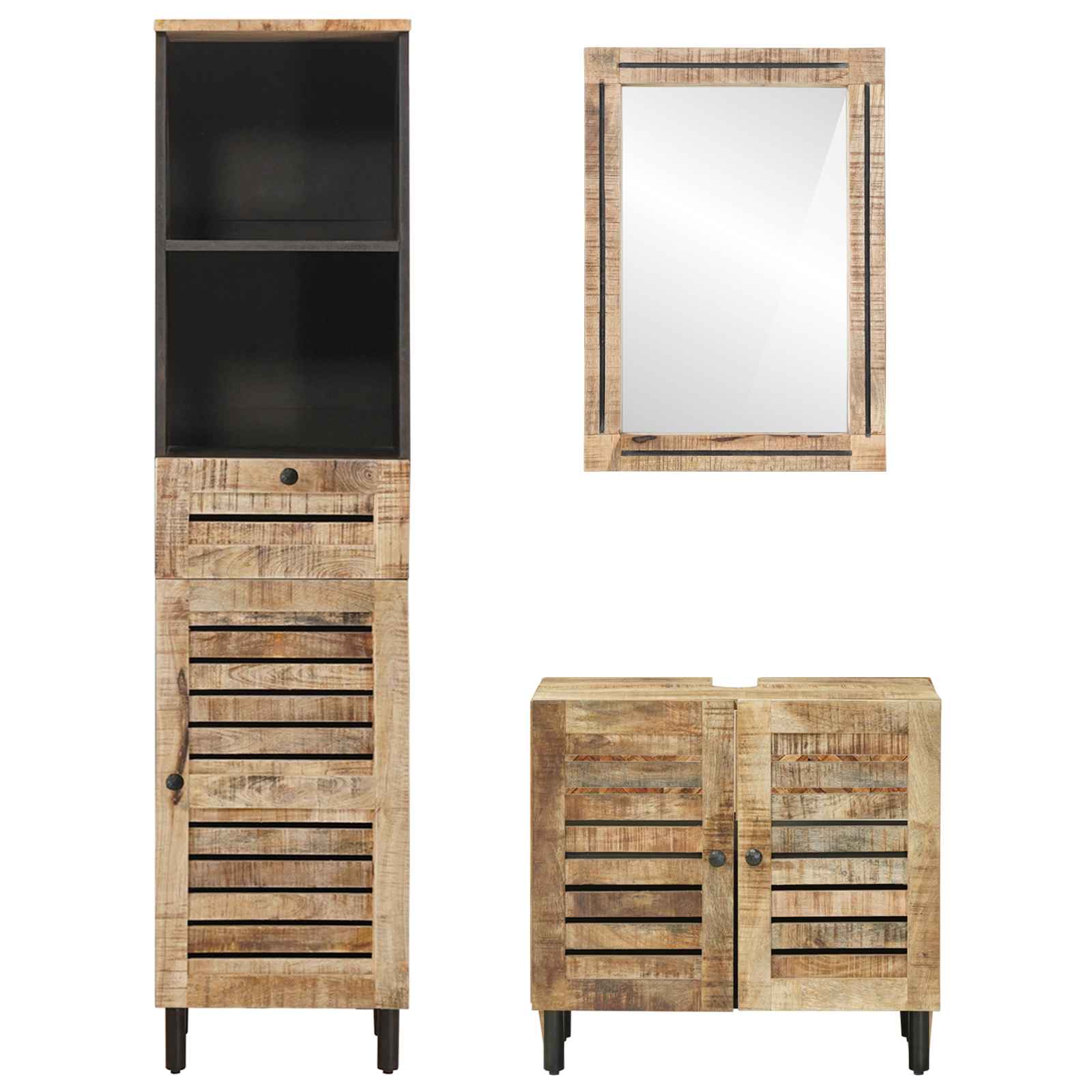 Set ormarića za kupaonicu 3 kom. Prirodna 38 x 33 x 160 cm