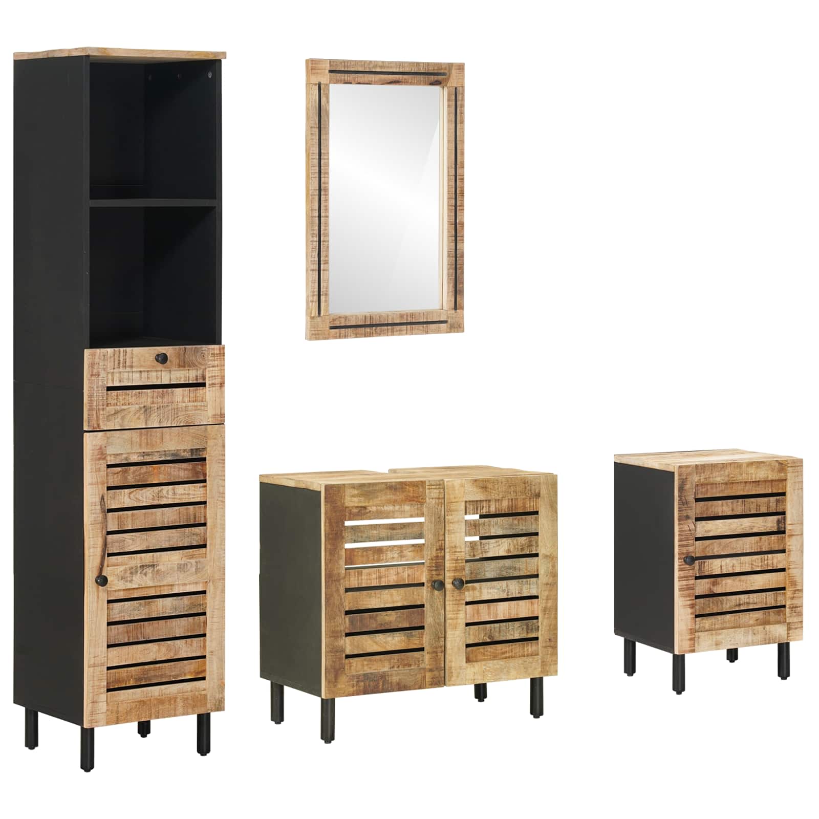 Set ormarića za kupaonicu 4 kom. Prirodna 38 x 33 x 160 cm