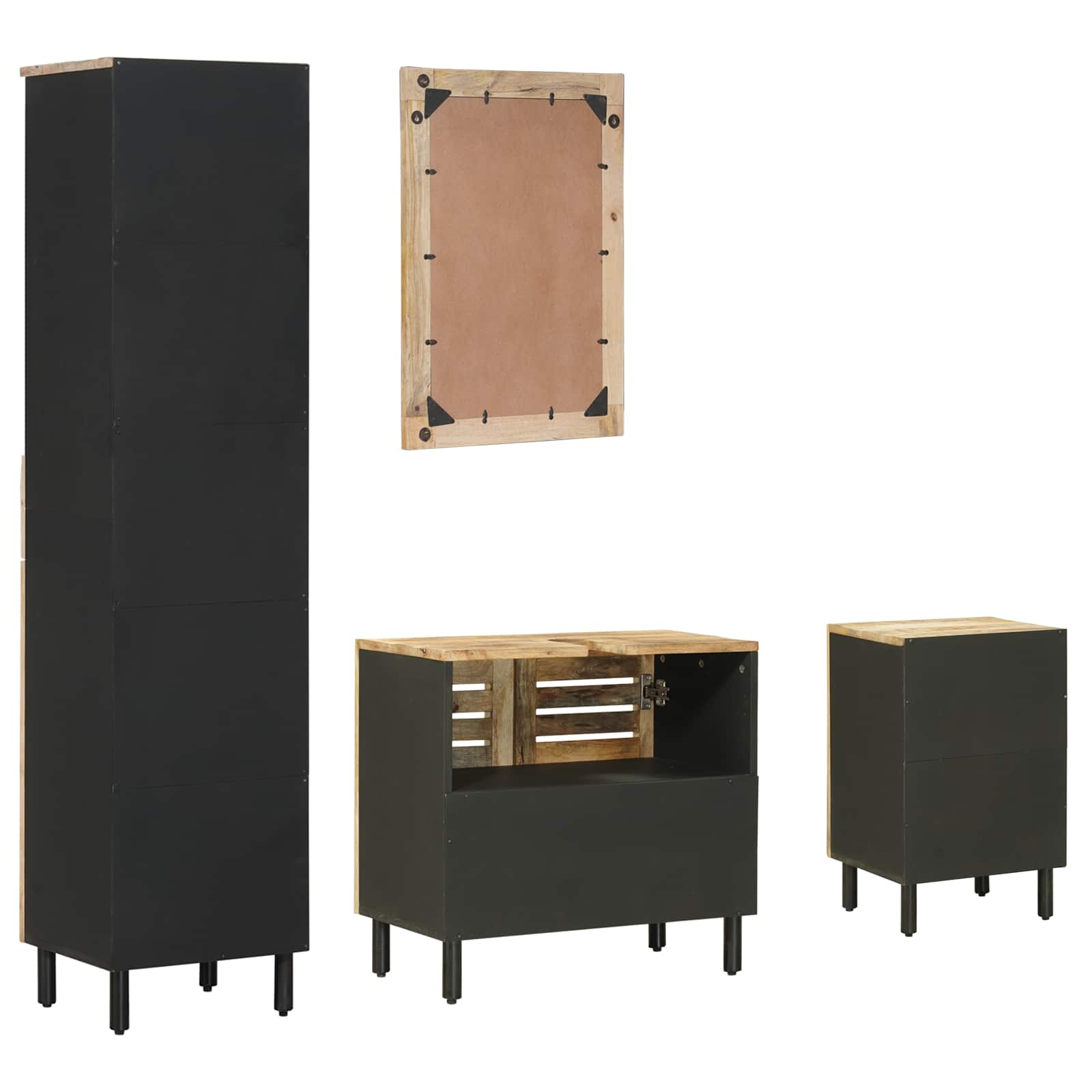 Set ormarića za kupaonicu 4 kom. Prirodna 38 x 33 x 160 cm