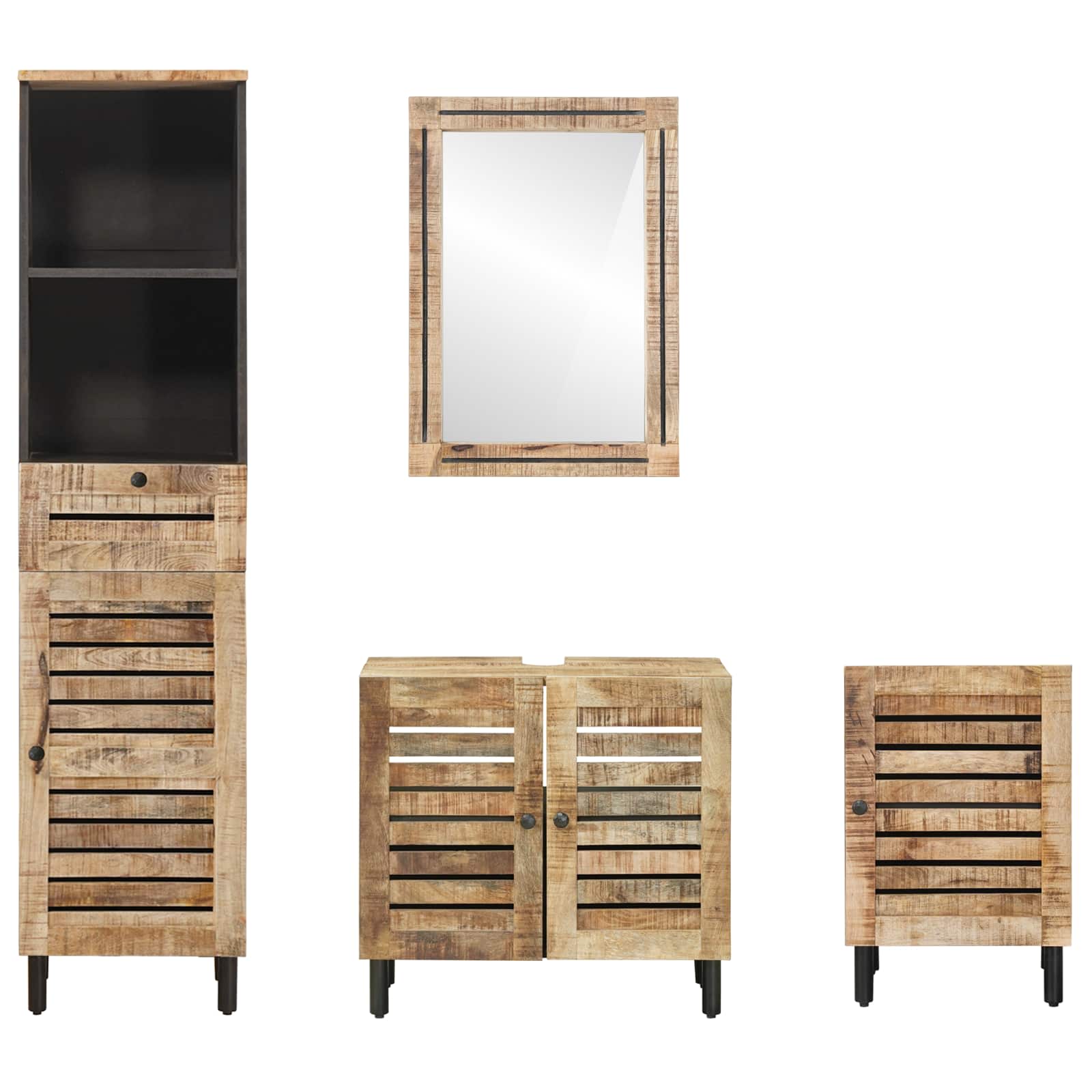 Set ormarića za kupaonicu 4 kom. Prirodna 38 x 33 x 160 cm