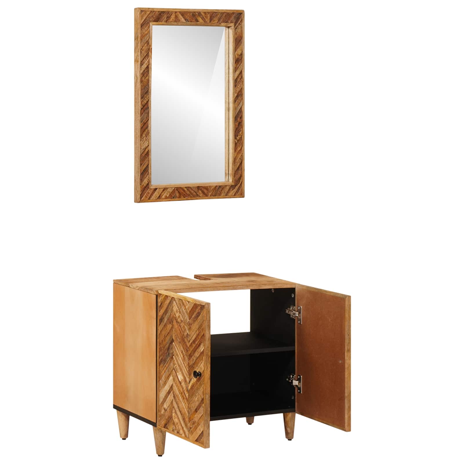 Set ormarića za kupaonicu Zidne 2 pcs Čvrsto drvo manga