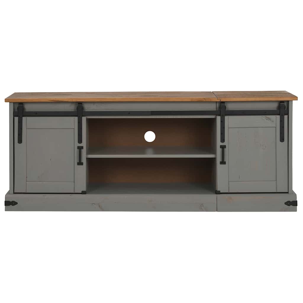 TV ormarić HALDEN 2 klizna vrata sivi 150x40x60 cm puno drvo