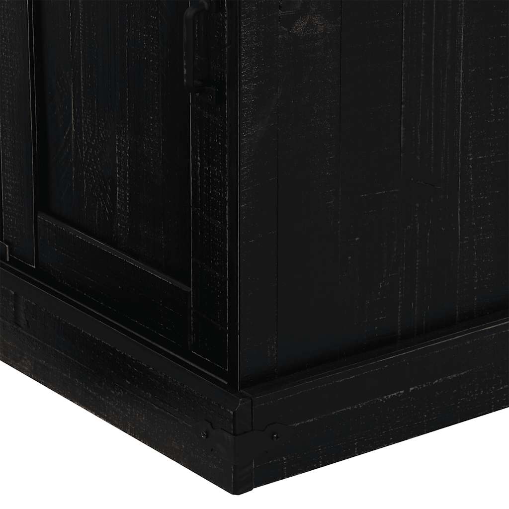 Komoda HALDEN s kliznim vratima crna 80x40x80 cm puno drvo