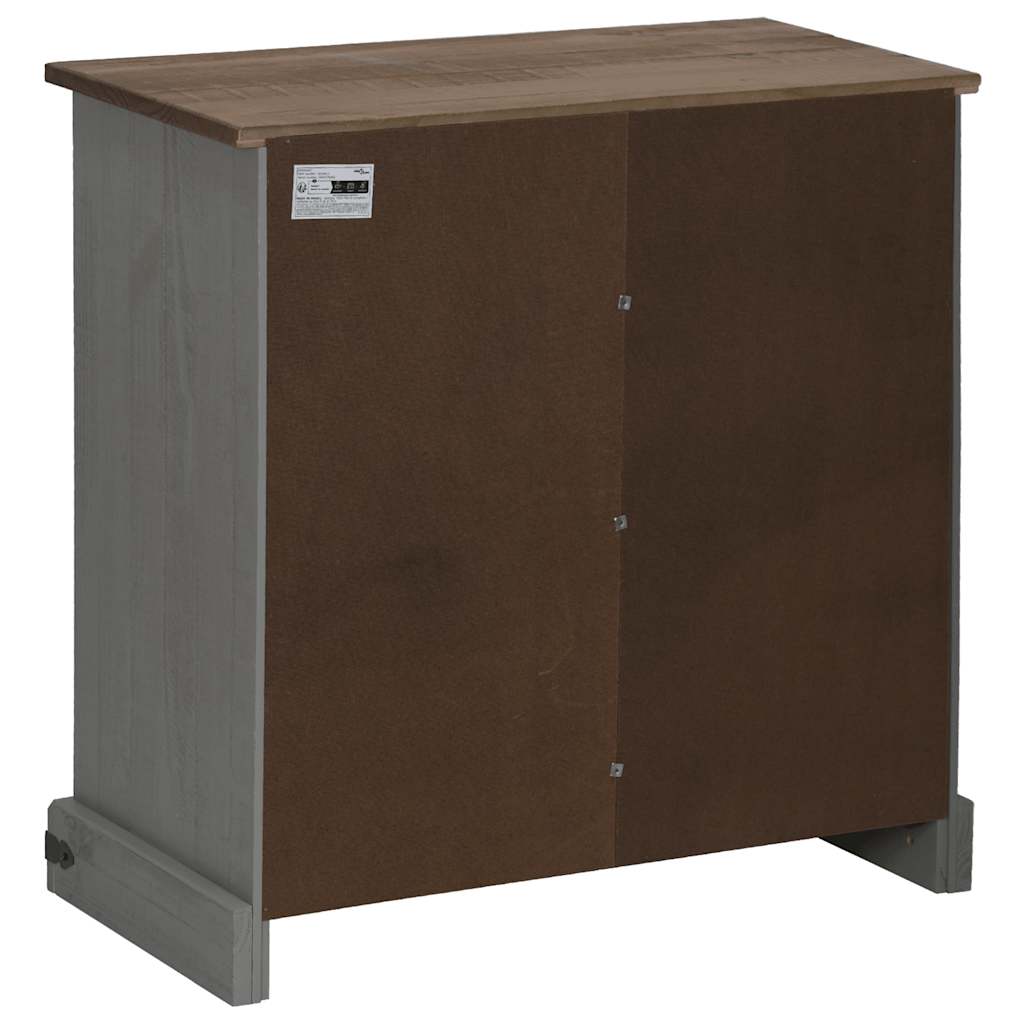 Komoda HALDEN s kliznim vratima siva 80x40x80 cm puno drvo