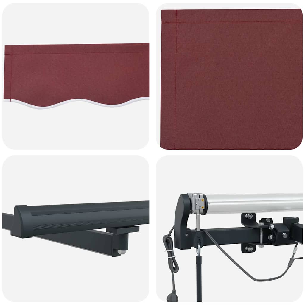 Tenda na automatsko uvlačenje s LED svjetlima bordo 300x250 cm