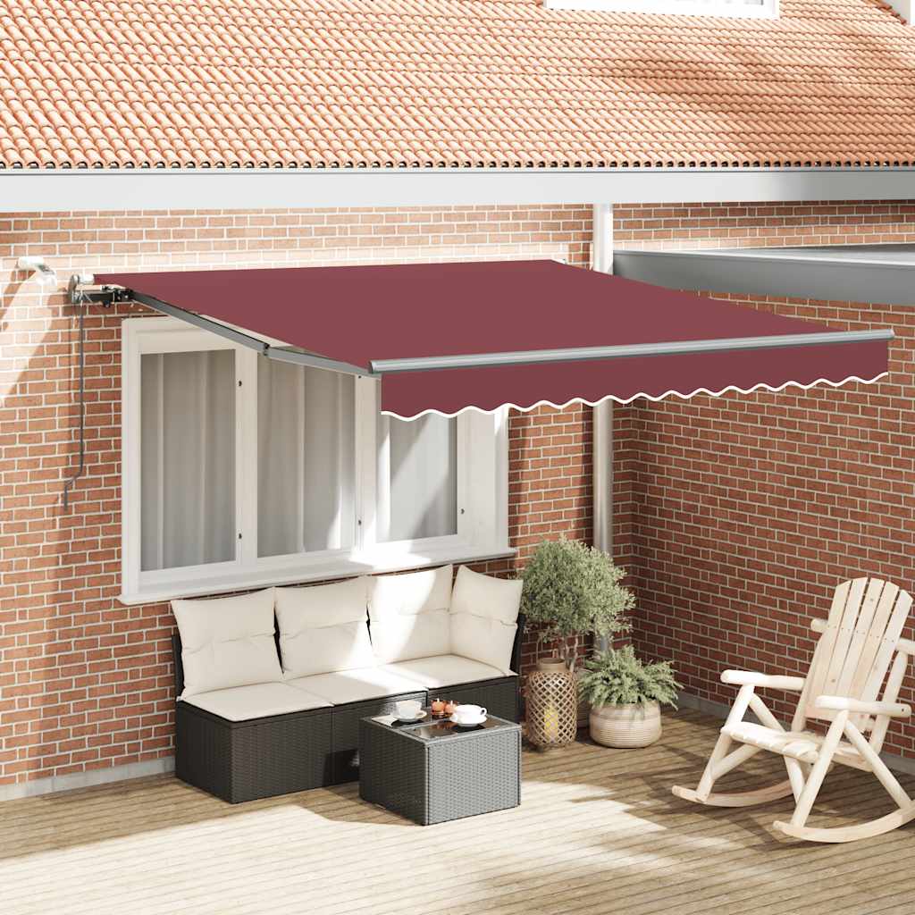 Tenda na automatsko uvlačenje s LED svjetlima bordo 300x250 cm