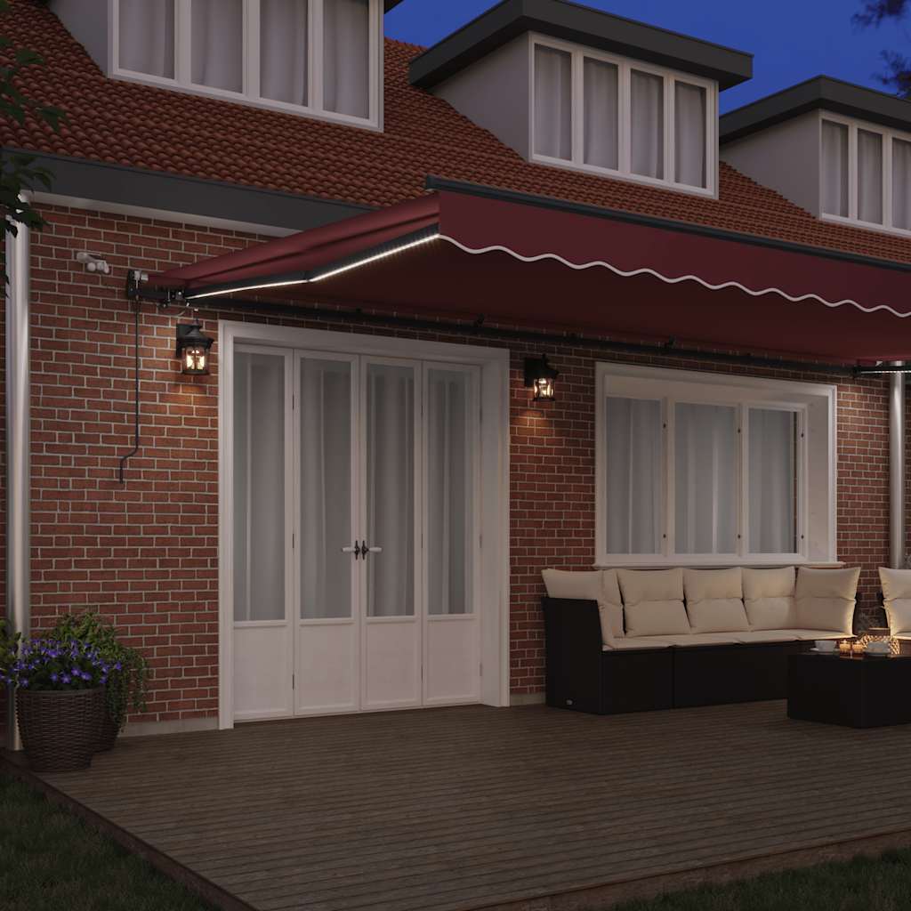 Tenda na automatsko uvlačenje s LED svjetlima bordo 600x3500 cm