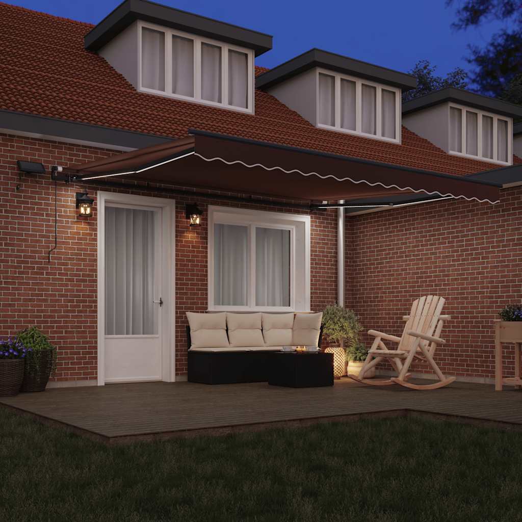 Tenda na ručno uvlačenje s LED smeđa 400 x 300 cm