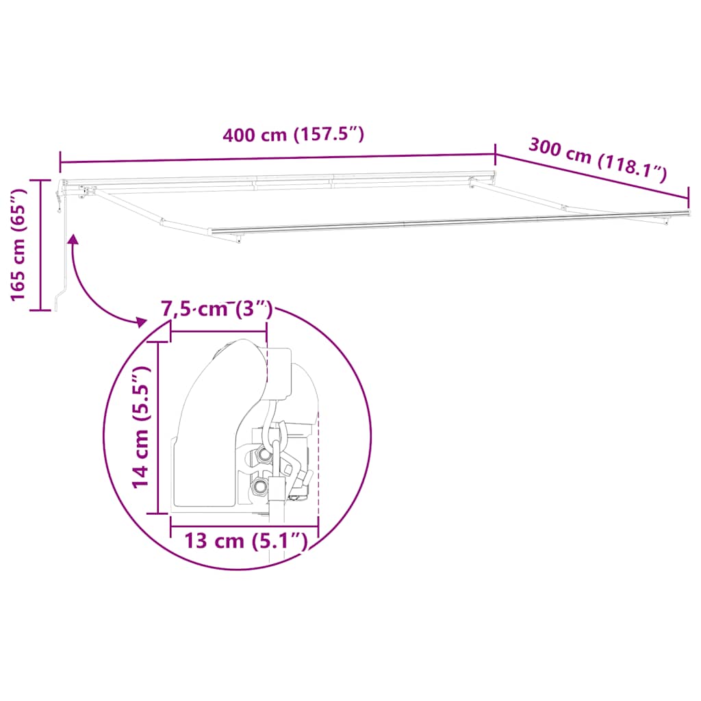 Tenda na automatsko uvlačenje smeđa 400 x 300 cm