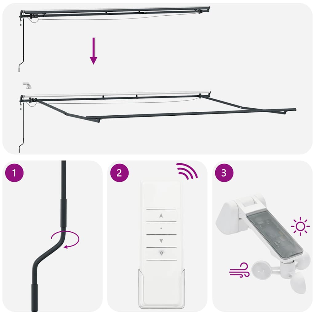Tenda na automatsko uvlačenje LED antracit i bijela 450x300 cm