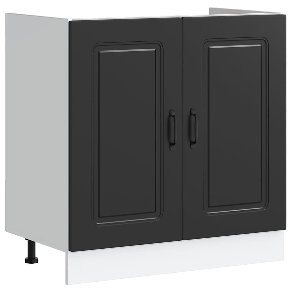 Donji ormarić za sudoper Kalmar crni 80x46x81,5 cm drveni