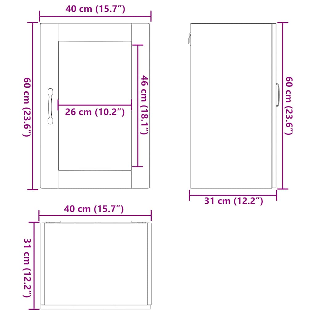 Kuhinjski zidni ormarić sa staklenim vratima Porto boja hrasta