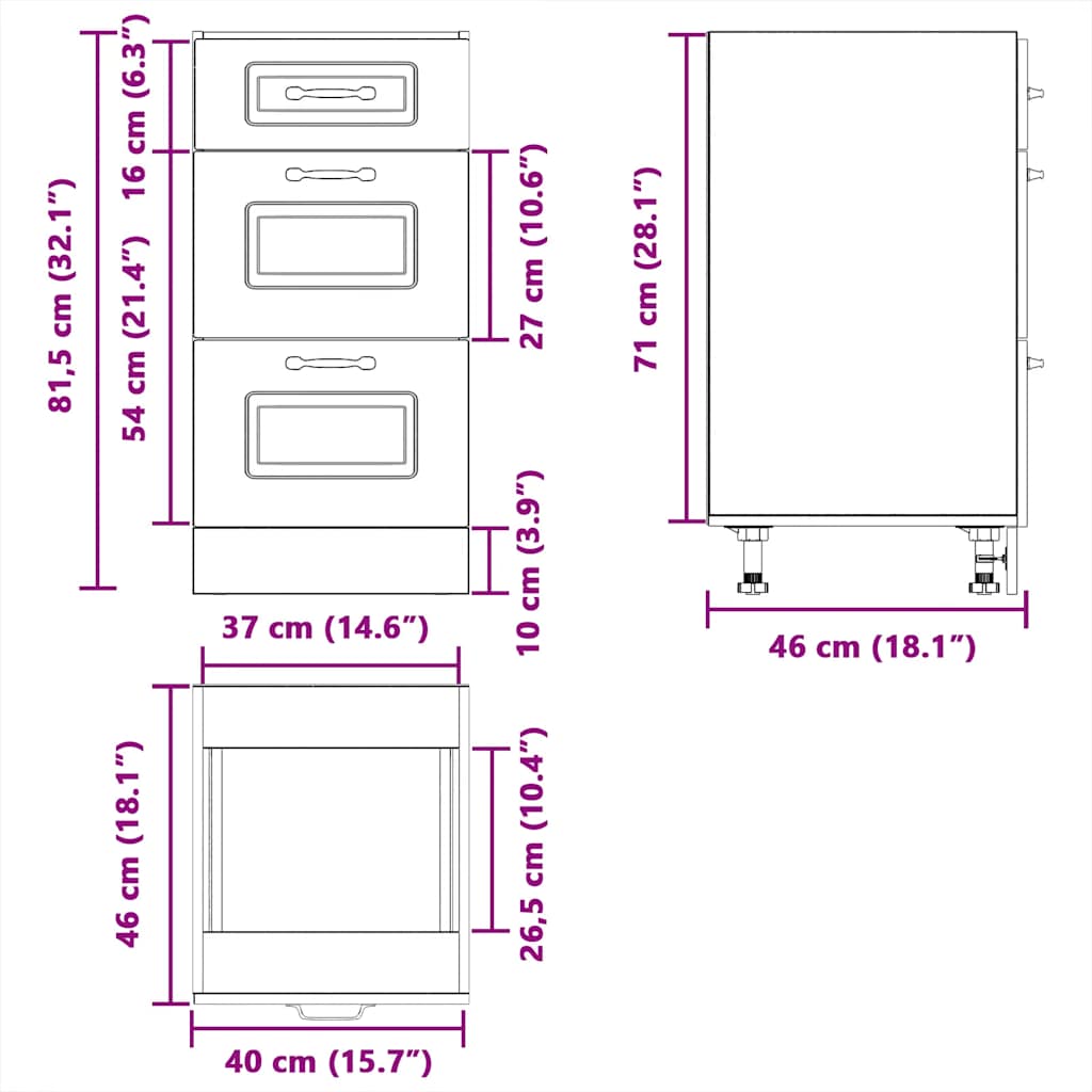Donji kuhinjski ormarić Kalmar boja hrasta konstruirano drvo