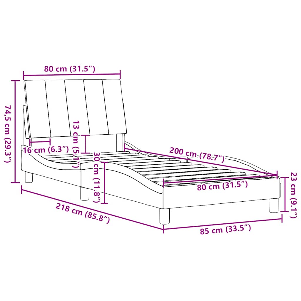 Okvir za krevet bez madraca Hanko plava 80x200cm od tkanine
