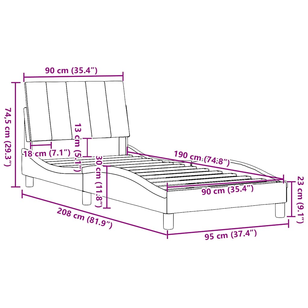 Okvir za krevet bez madraca Hanko plava 90x190cm od tkanine