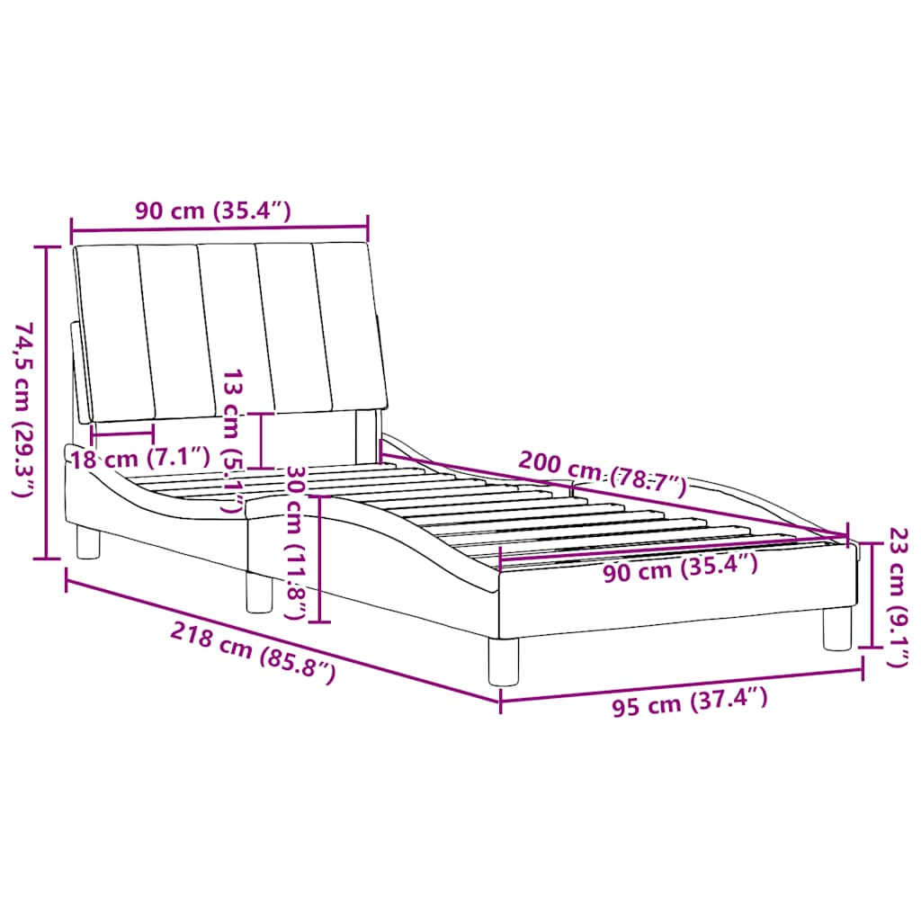 Okvir za krevet bez madraca Hanko crni 90x200cm od tkanine