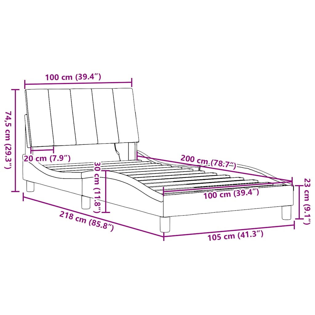 Okvir za krevet bez madraca Hanko plava 100x200cm od tkanine
