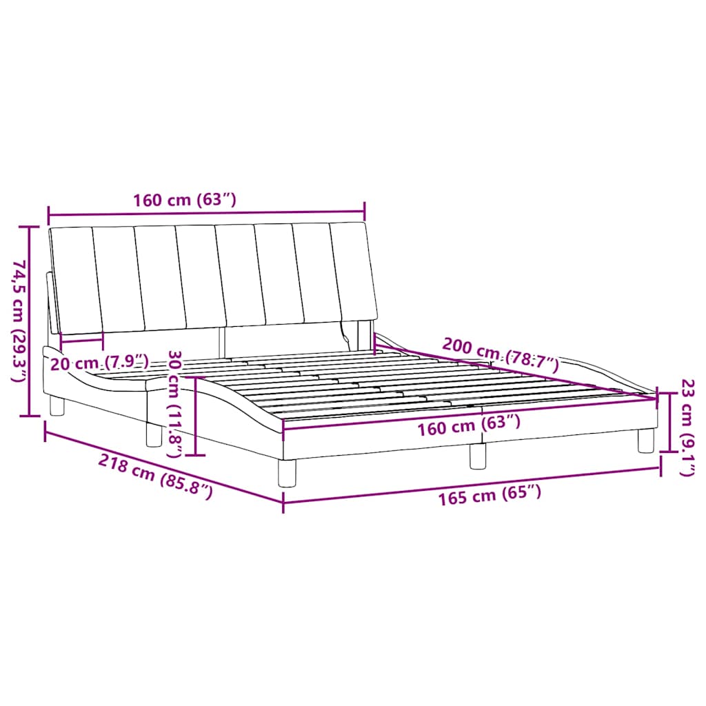 Okvir za krevet bez madraca Hanko crni 160x200 cm od tkanine