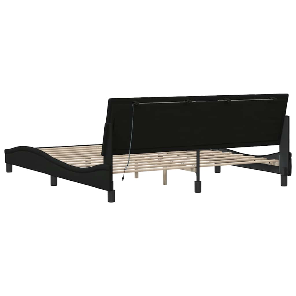 Okvir kreveta bez madraca Hanko crni 180x200 cm od tkanine