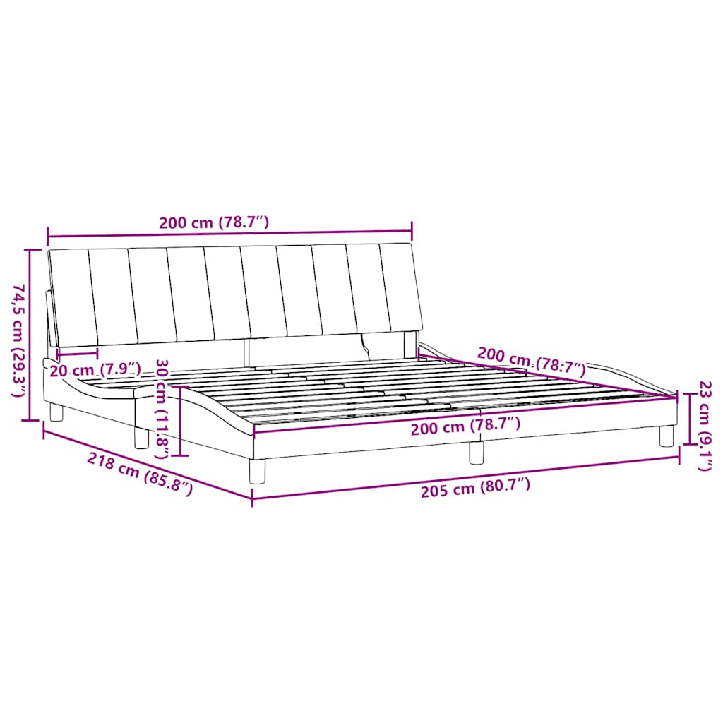 Okvir za krevet bez madraca Hanko plavi 200x200 cm od tkanine