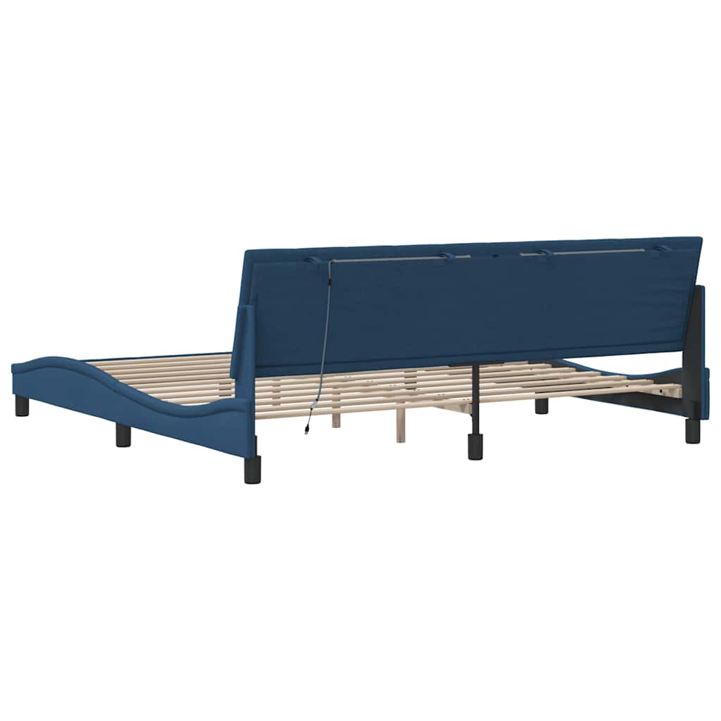 Okvir za krevet bez madraca Hanko plavi 200x200 cm od tkanine