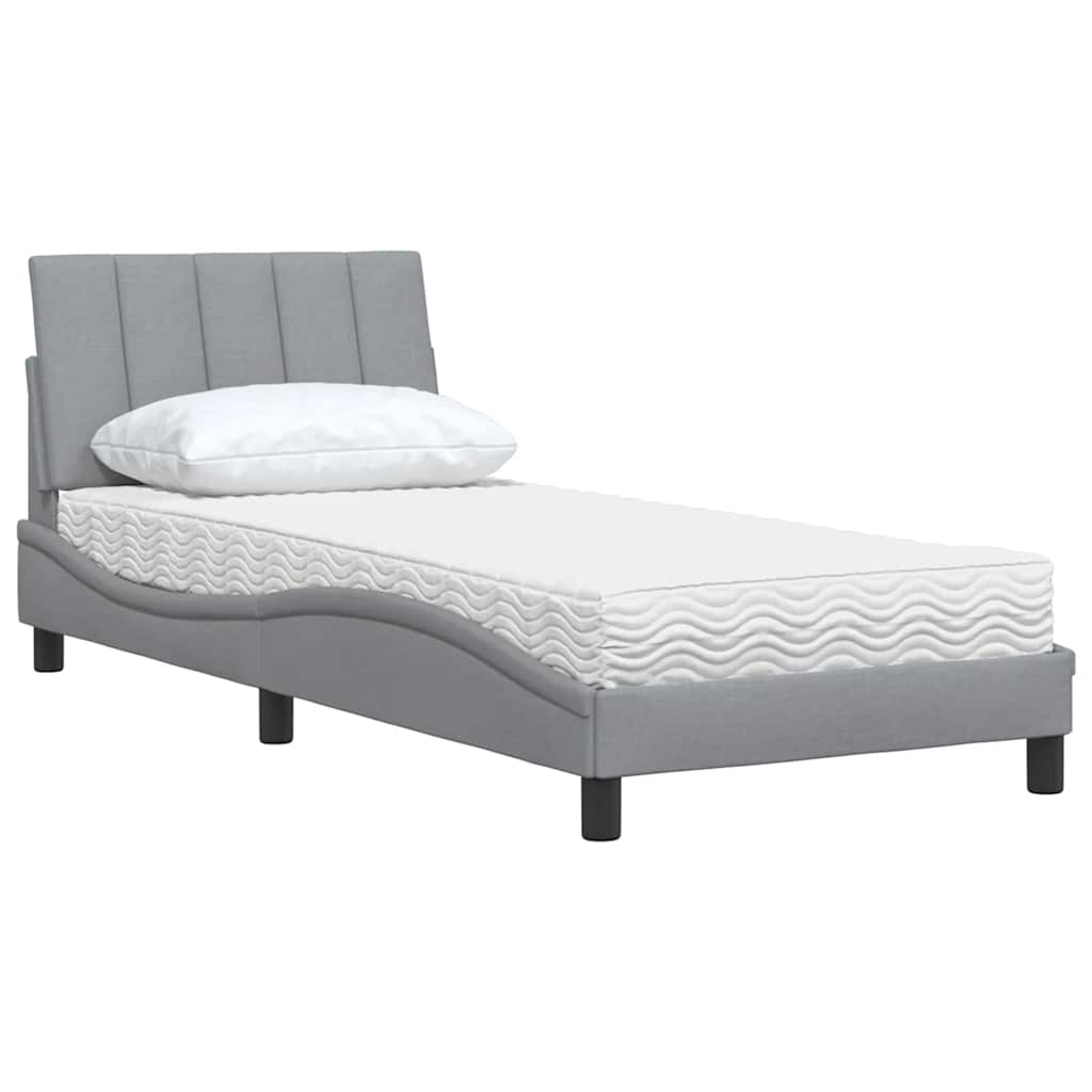 Krevet s madracem Hanko svjetlosivi 80x200cm tkanina
